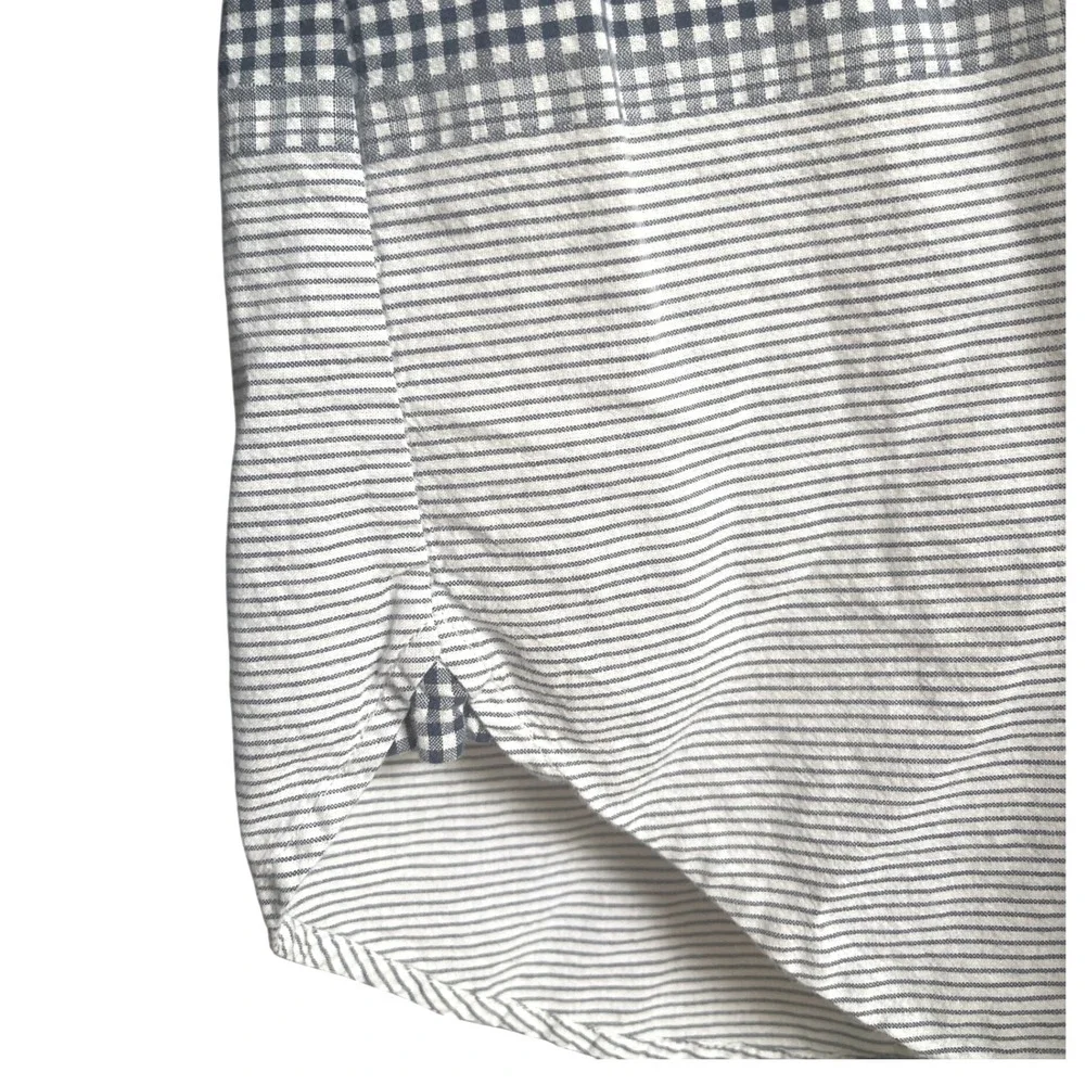 J.Crew‎ Blue White Gingham & Striped Pop Over Shirt 4